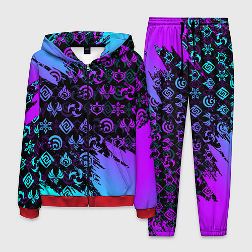 Мужской костюм GENSHIN NEON PATTERN SYMBOL НЕОН ЭМБЛЕМЫ / 3D-Красный – фото 1