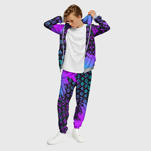 Мужской костюм GENSHIN NEON PATTERN SYMBOL НЕОН ЭМБЛЕМЫ / 3D-Меланж – фото 3