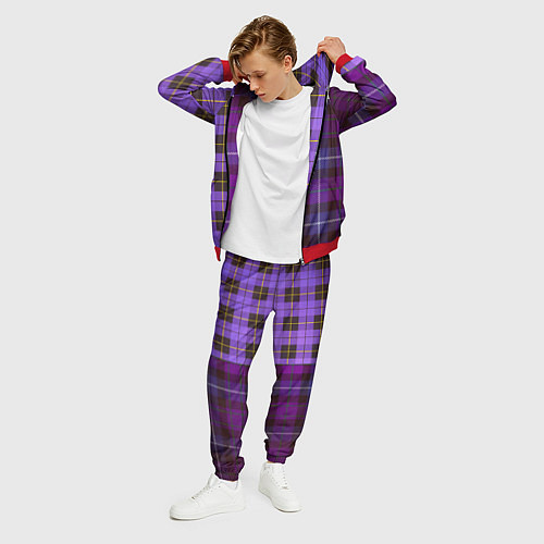 Мужской костюм Purple Checkered / 3D-Красный – фото 3