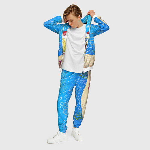 Мужской костюм НОВОГОДНИЙ ГУБКА БОБ КВАДРАТНЫЕ ШТАНЫ / 3D-Белый – фото 3