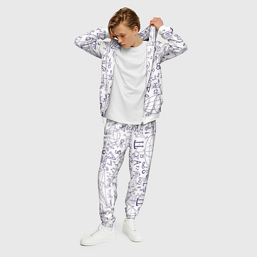 Мужской костюм МАТЕМАТИЧЕСКИЕ ФОРМУЛЫ НАУКА / 3D-Белый – фото 3