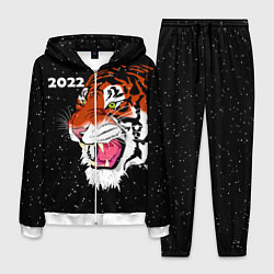 Костюм мужской Рычащий Тигр и Снегопад 2022, цвет: 3D-белый