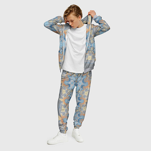 Мужской костюм Желто-голубой узор на сером фоне - Хуф и Ся / 3D-Меланж – фото 3