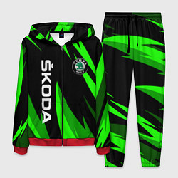 Костюм мужской SKODA Логотип Узор, цвет: 3D-красный