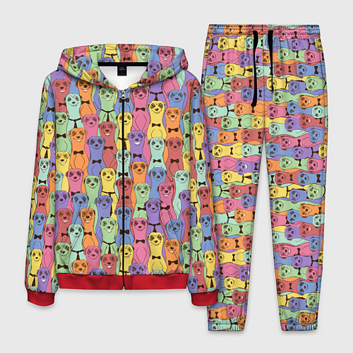 Мужской костюм Красочные Сурикаты / 3D-Красный – фото 1