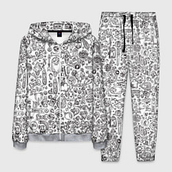 Костюм мужской Рисованные черепа и животные, цвет: 3D-меланж