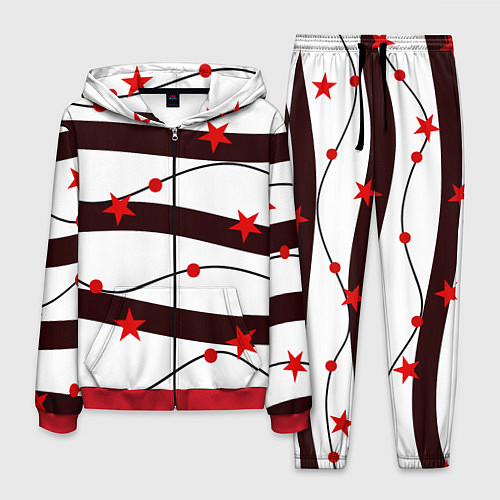 Мужской костюм Красные Звезды На Волнах / 3D-Красный – фото 1