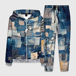 Костюм мужской Patchwork Jeans Осень Зима 2023, цвет: 3D-меланж