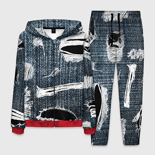 Мужской костюм Джинсовое рваньё Fashion trend / 3D-Красный – фото 1