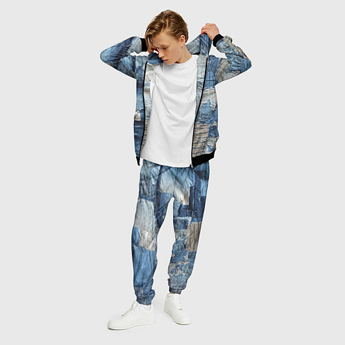 Мужской костюм Пэчворк Рваная ткань Hype / 3D-Черный – фото 3