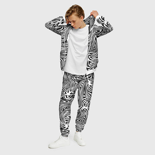 Мужской костюм Сумасшедшая зебра Абстрактный узор с извилистыми л / 3D-Белый – фото 3