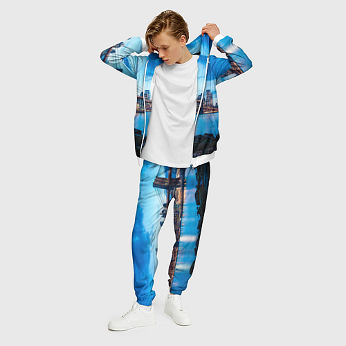 Мужской костюм Закат в мегаполисе / 3D-Белый – фото 3