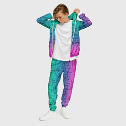 Костюм мужской Абстрактный узор на розово-бирюзовом градиентном ф, цвет: 3D-белый — фото 2