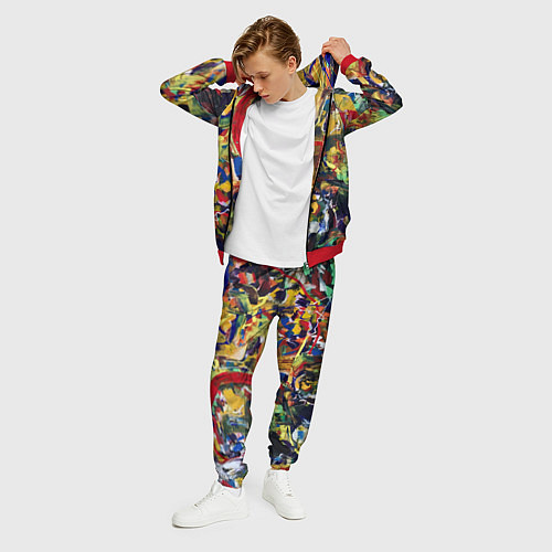 Мужской костюм Смелые экспрессивные мазки краски / 3D-Красный – фото 3