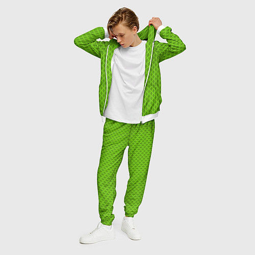 Мужской костюм Зеленые ячейки текстура / 3D-Белый – фото 3