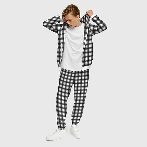 Мужской костюм Black and white trendy checkered pattern / 3D-Белый – фото 3