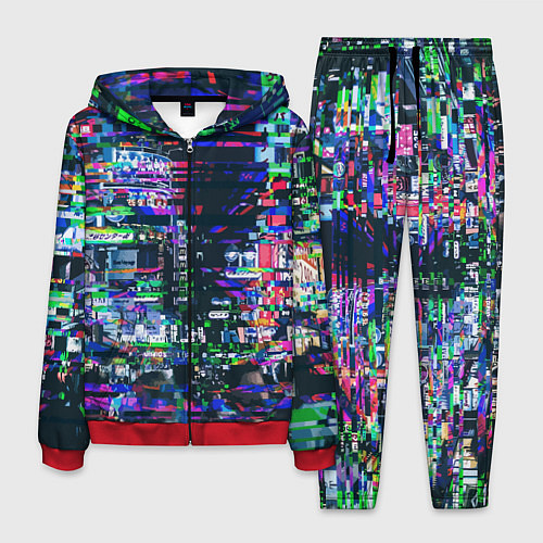 Мужской костюм Ночной город - glitch / 3D-Красный – фото 1