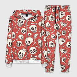 Костюм мужской Черепа на красном фоне, цвет: 3D-белый