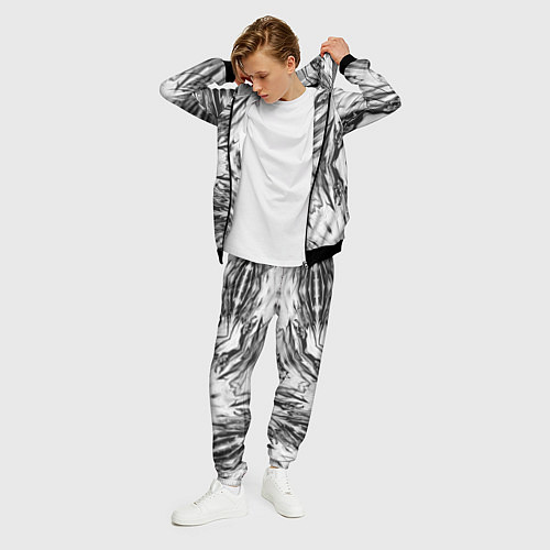 Мужской костюм Черно-белый абстрактный узор Трио / 3D-Черный – фото 3