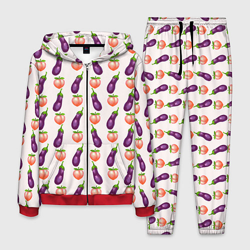 Мужской костюм Баклажаны и персики паттерн / 3D-Красный – фото 1