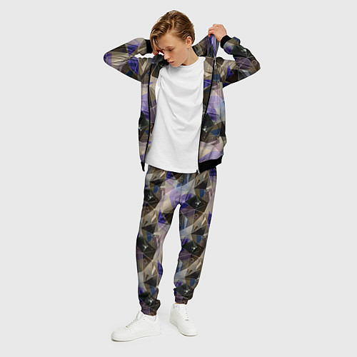 Мужской костюм Полигональный абстрактный: бежевый, коричневый, си / 3D-Черный – фото 3