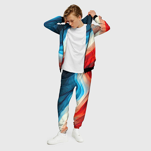 Мужской костюм Неоновые яркие волны / 3D-Черный – фото 3