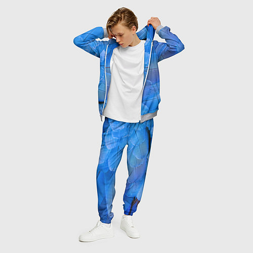 Мужской костюм Текстура с голубыми перьями / 3D-Меланж – фото 3