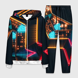 Костюм мужской Неоновые огни на геометрических поверхностях, цвет: 3D-белый