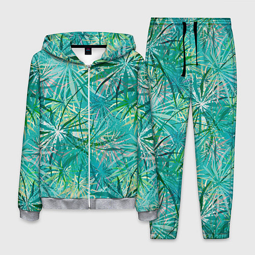 Мужской костюм Тропические листья на зеленом фоне / 3D-Меланж – фото 1