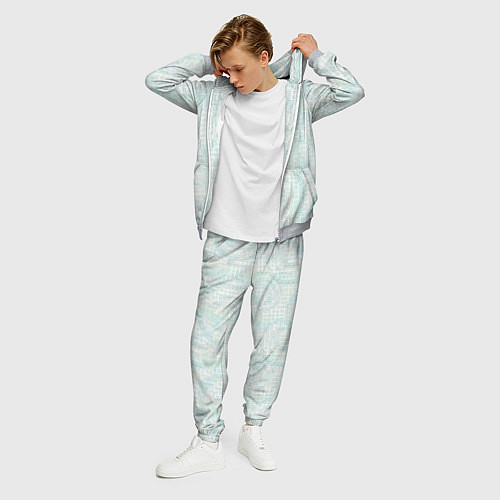 Мужской костюм Круги на клетчатом серо-белом фоне / 3D-Меланж – фото 3