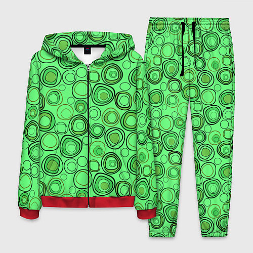 Мужской костюм Ярко-зеленый неоновый абстрактный узор / 3D-Красный – фото 1