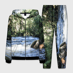 Костюм мужской Течёт река в лесу, цвет: 3D-черный
