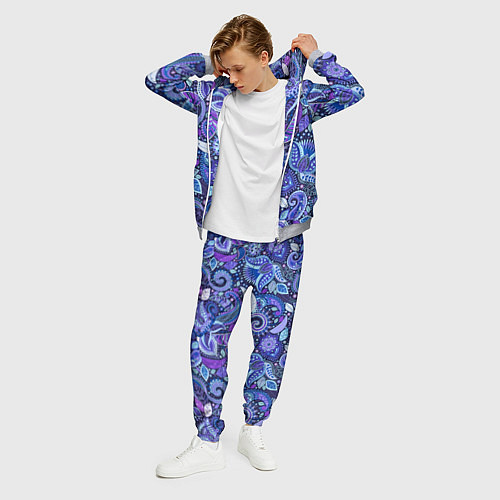 Мужской костюм Фиолетовые цветы узор / 3D-Меланж – фото 3