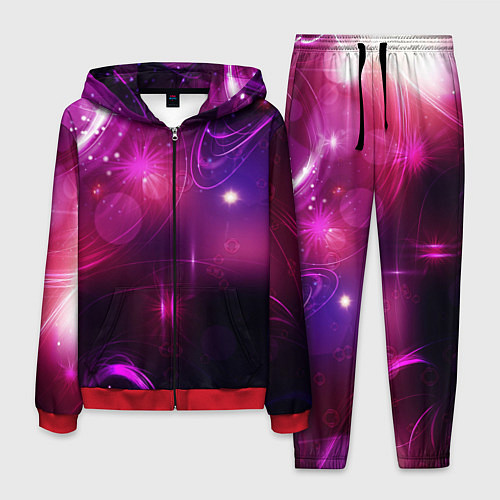 Мужской костюм Фиолетовые неоновые блики / 3D-Красный – фото 1
