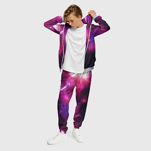 Мужской костюм Фиолетовые неоновые блики / 3D-Меланж – фото 3