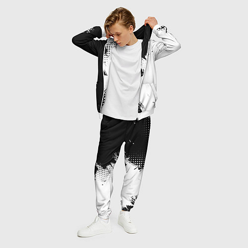 Мужской костюм Mitsubishi - черно-белая абстракция / 3D-Белый – фото 3