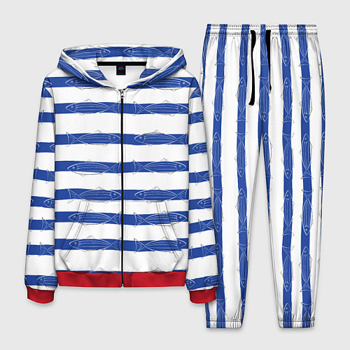 Мужской костюм Рыбы в полоску / 3D-Красный – фото 1