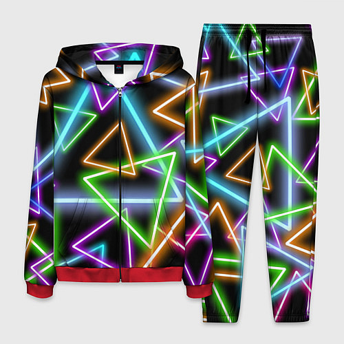 Мужской костюм Неоновые треугольники - текстура / 3D-Красный – фото 1