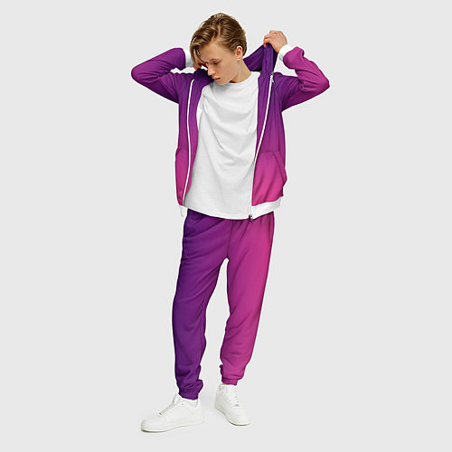 Мужской костюм Фиолетово малиновый градиент / 3D-Белый – фото 3