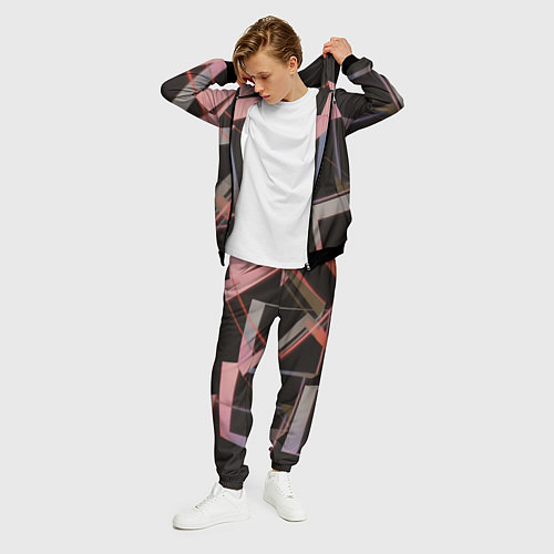 Мужской костюм Абстрактные розовые стеклянные блоки / 3D-Черный – фото 3