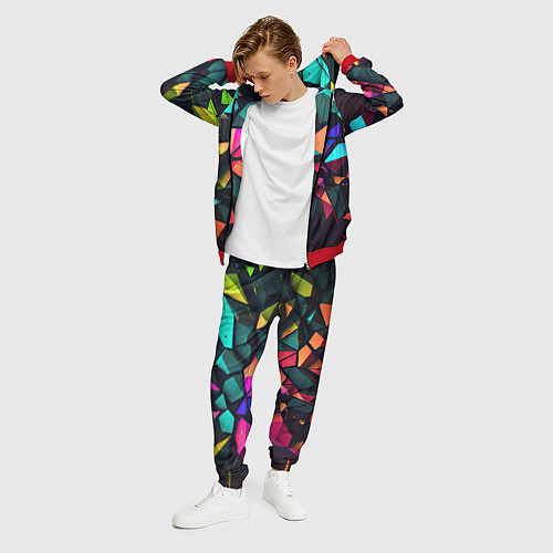 Мужской костюм Неоновые абстрактные камушки / 3D-Красный – фото 3