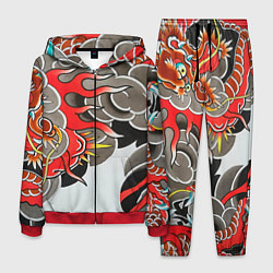 Костюм мужской Иредзуми: дракон в дыму, цвет: 3D-красный