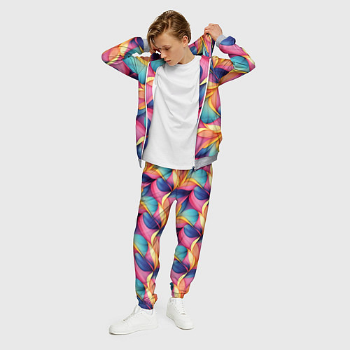 Мужской костюм Абстрактные цветы в узоре / 3D-Меланж – фото 3