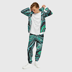 Костюм мужской Черно-зеленый флюид арт, цвет: 3D-белый — фото 2