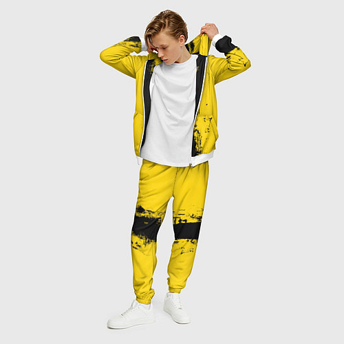 Мужской костюм Вертикальная черно-желтая полоса Cyberpunk 2077 / 3D-Белый – фото 3