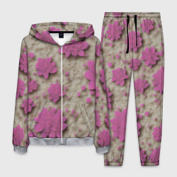 Костюм мужской Розовые цветы объемные, цвет: 3D-меланж