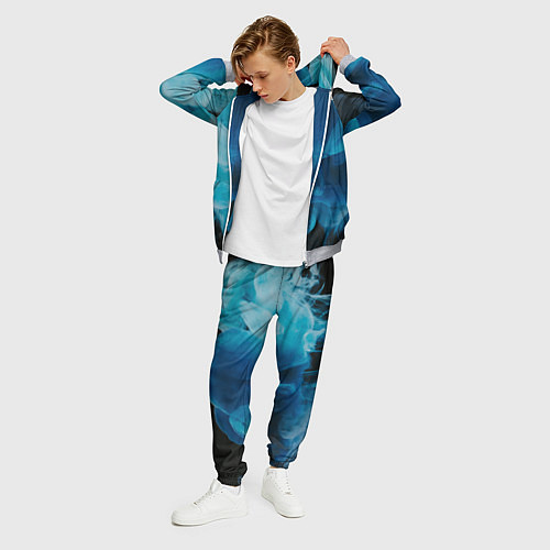 Мужской костюм Абстрактный синий дым / 3D-Меланж – фото 3