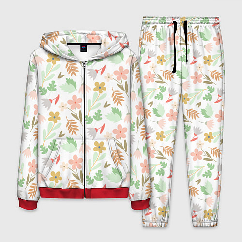 Мужской костюм Листики цветочки / 3D-Красный – фото 1