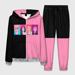 Костюм мужской Группа Black pink на черно-розовом фоне, цвет: 3D-меланж