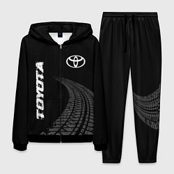 Костюм мужской Toyota speed на темном фоне со следами шин: надпис, цвет: 3D-черный
